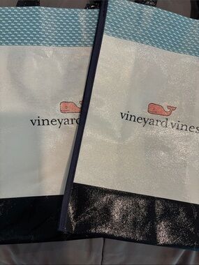 Vineyard Vines White Tote with Pink Whale and Blue Accents-Firm